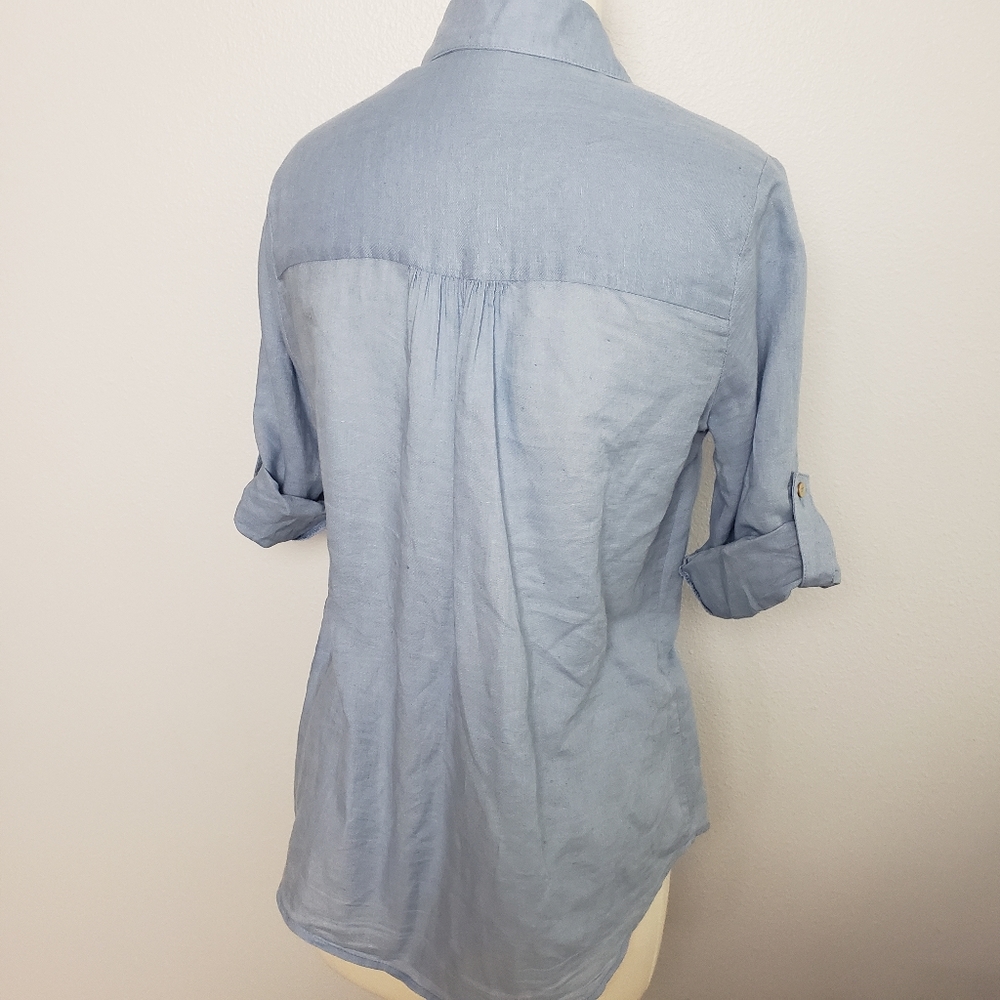 Max Studio Linen blend button down XS RN # 58822 - Picture 2 of 8